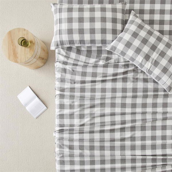 Adairs Phoenix Grey Check Printed Sheet Set (Grey King)