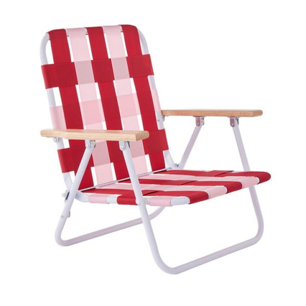 Adairs Red Beach Chair Pink & Red Beach Strap Woven Chair