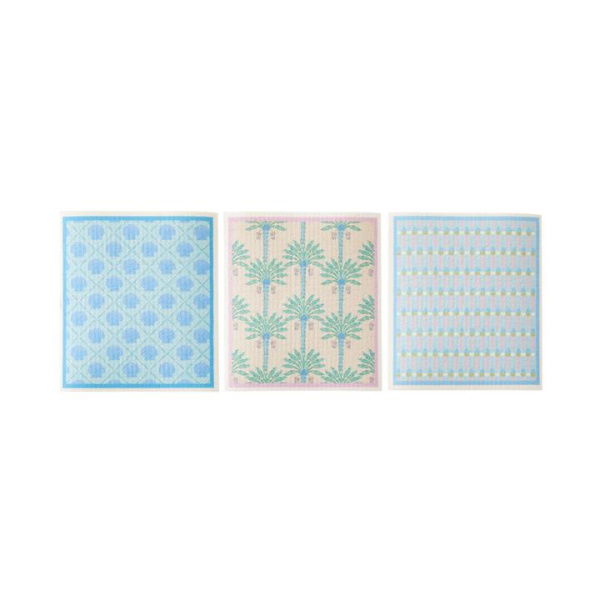 Adairs Blue Pack of 3 Printed Panama Dishcloth