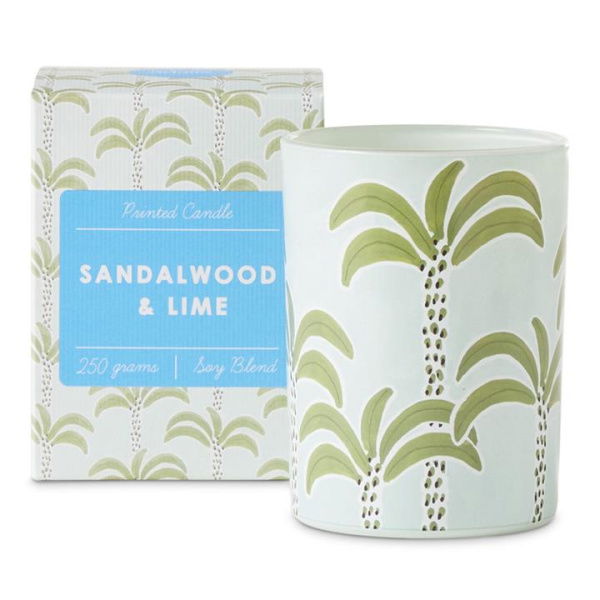 Adairs Blue Candle Printed Sandalwood & Lime