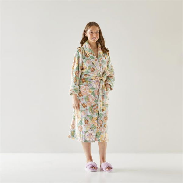 Adairs Green Printed Ultra Soft Multi Byron Floral Bathrobe