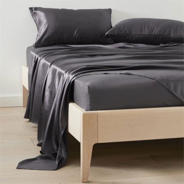 Adairs Black King Pure Silk Black Sheet Set