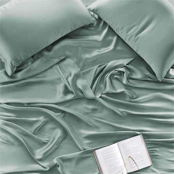 Adairs Pure Silk Sheets King Sage Sheet Set - Blue (Blue King)