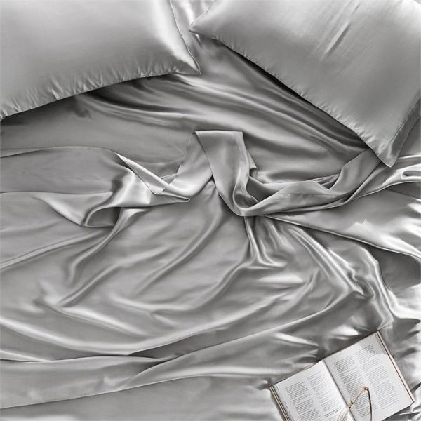 Adairs Grey King Pure Silk Silver Sheet Set Grey