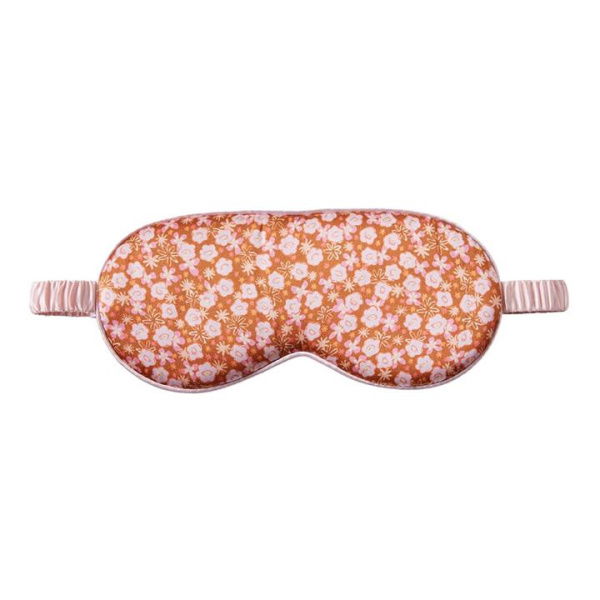 Adairs Orange Eye Mask Pure Silk Sunset Floral Eye Mask Orange