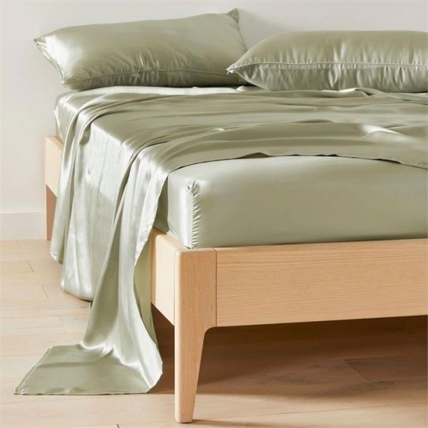 Adairs Green Queen Pure Silk Tea Green Sheet Set