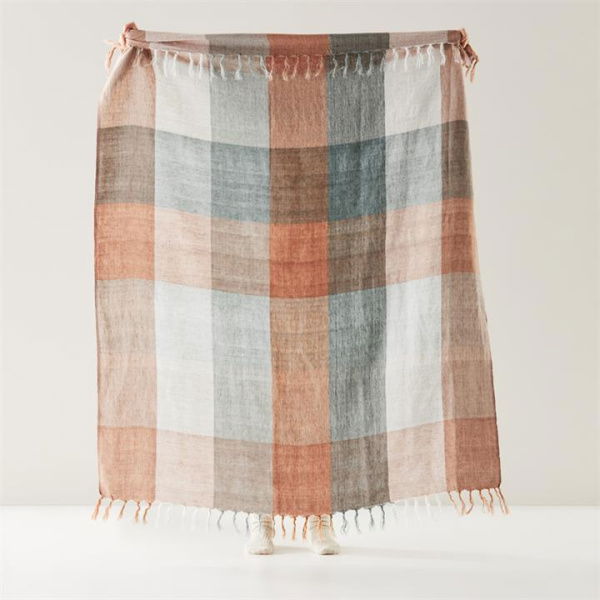 Adairs Green Rae Malmo Spice & Green Check Linen Throw