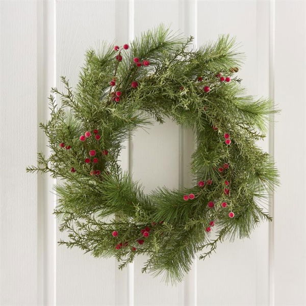 Adairs Red Wreath Red Berry & Pine Red & White