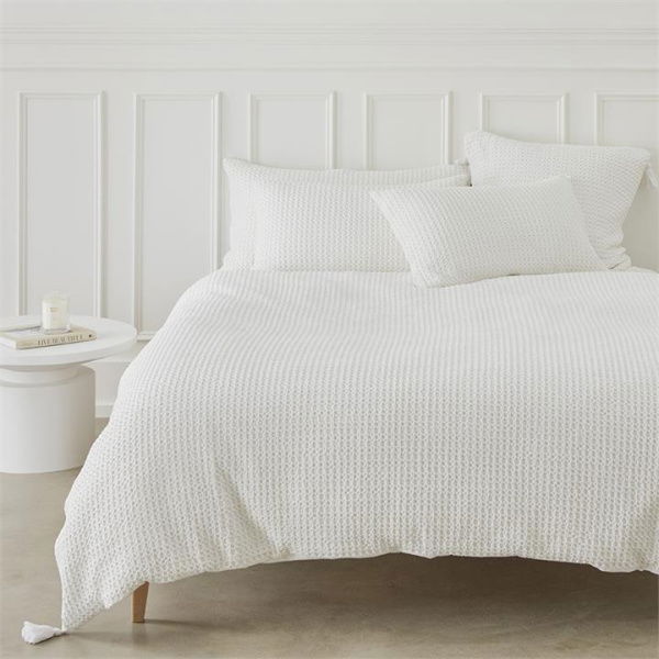 Adairs Ren Waffle White Quilt Cover (White Double)