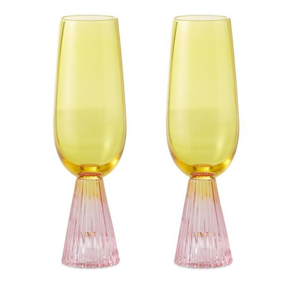 Adairs Yellow 2 Pack Retro & Pink Champagne Flute