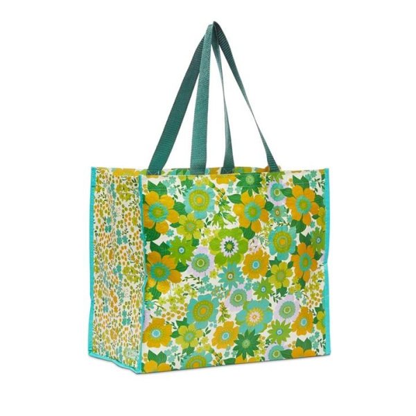 Adairs Green Reusable Bag Retro Floral Medium