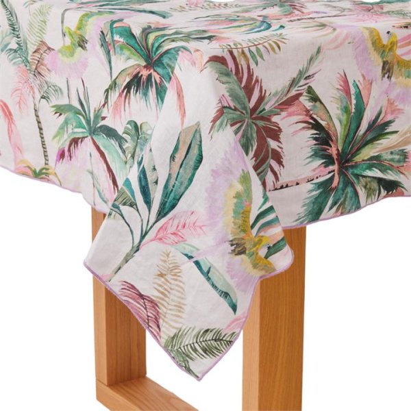 Adairs Green Tablecloth Rio Palm Green Linen Tablecloth