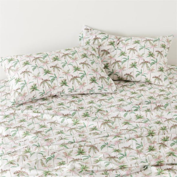 Adairs Green King Extra Depth Rio Palm Printed Sheet Set