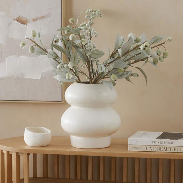 Adairs Rotunda Ivory Medium Vase - White (White Vase)