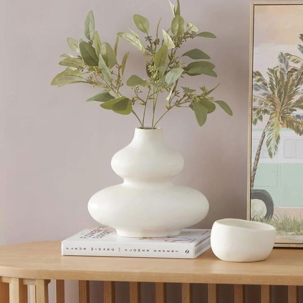 Adairs Rotunda Ivory Short Vase - White (White Vase)