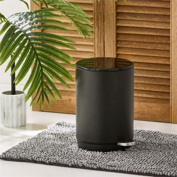 Adairs Black Round Metal Dust Bin