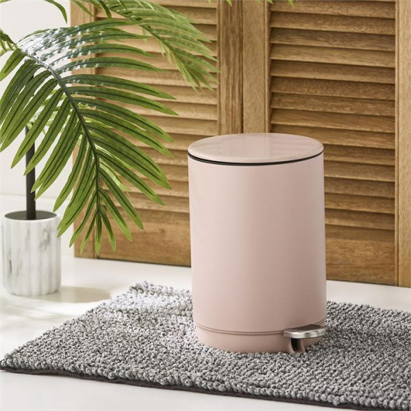 Adairs Pink Round Blush Metal Dust Bin