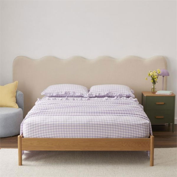 Adairs Ruffle Lilac Gingham Sheet Set - Purple (Purple Double)