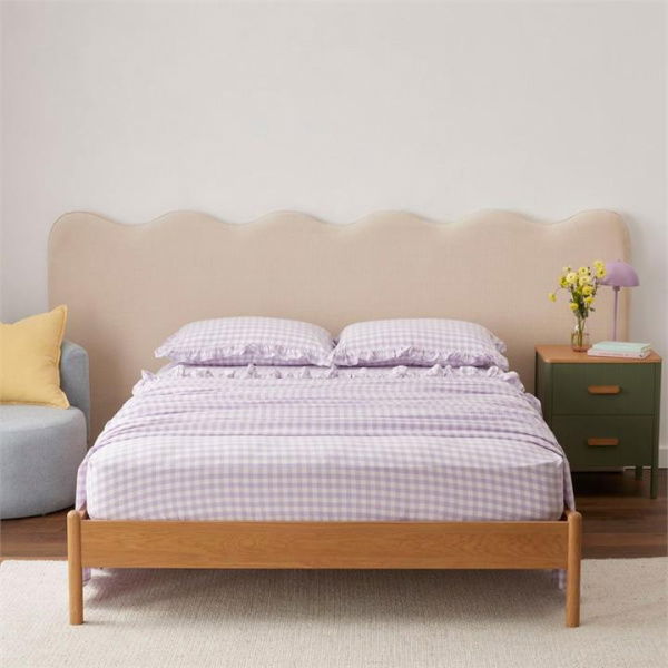 Adairs Ruffle Lilac Gingham Sheet Set - Purple (Purple Queen)