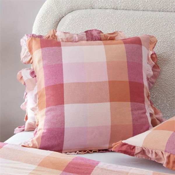 Adairs Ruffle Toffee Flannelette Pillowcases - Pink (Pink European Pillowcase Each)