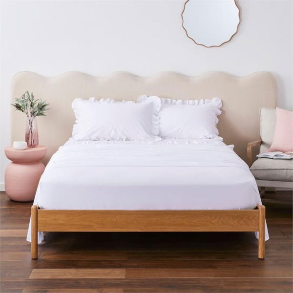 Adairs Ruffle White Sheet Set (White Double)