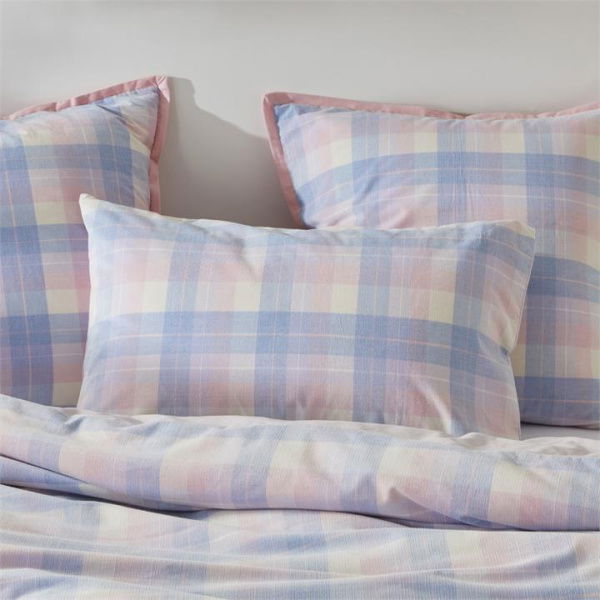 Adairs Blue Rylee Check Corduroy European Pillowcase Each