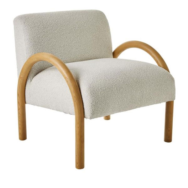 Adairs White Chair Salo Snow Boucle & Ash