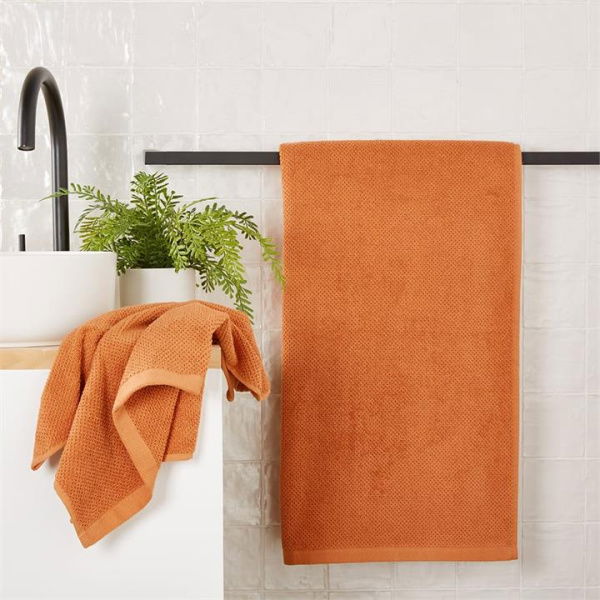 Adairs Orange Face Washer Savannah Chestnut Textured Towel Range Orange