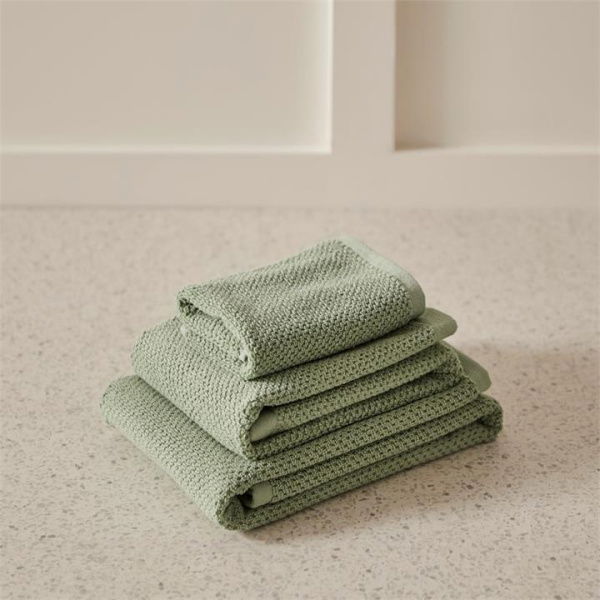 Adairs Green Bath Sheet Savannah Textured Towel Range Eucalyptus