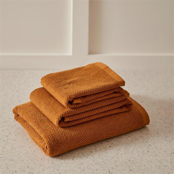 Adairs Orange Bath Sheet Savannah Textured Towel Range Ginger