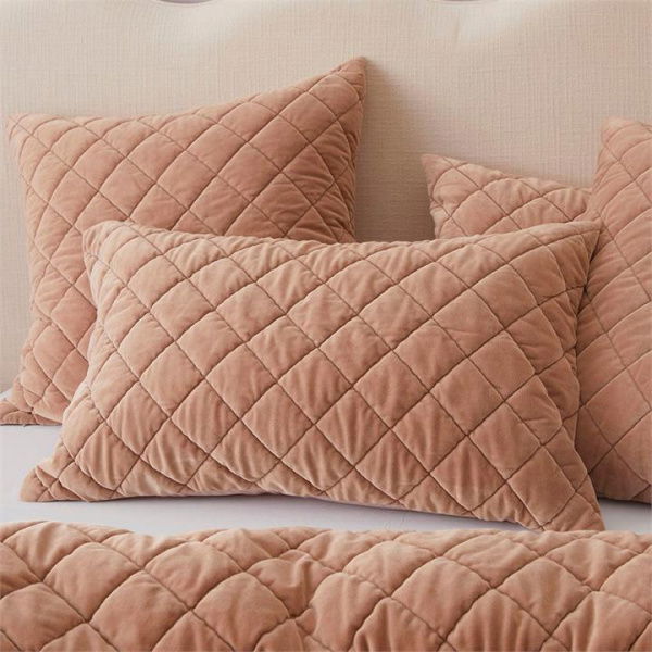 Adairs Sawyer Velvet Hazelnut Quilted Pillowcases - Brown (Brown European Pillowcase Each)