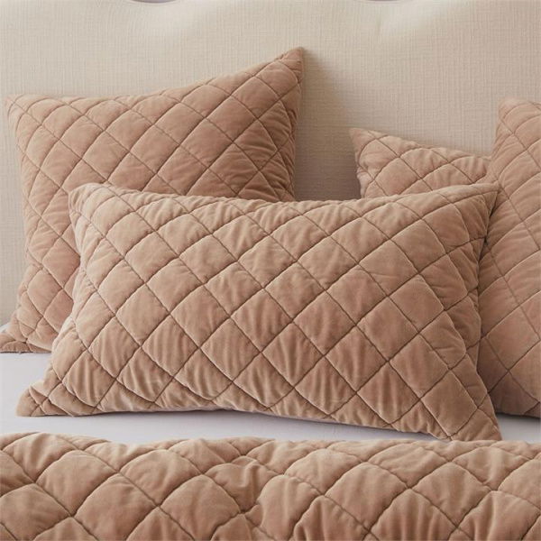 Adairs Sawyer Velvet Hazelnut Quilted Pillowcases - Brown (Brown King Pillowcase Each)