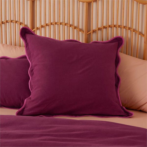 Adairs Scallop Berry Pillowcases - Pink (Pink European Pillowcase Each)