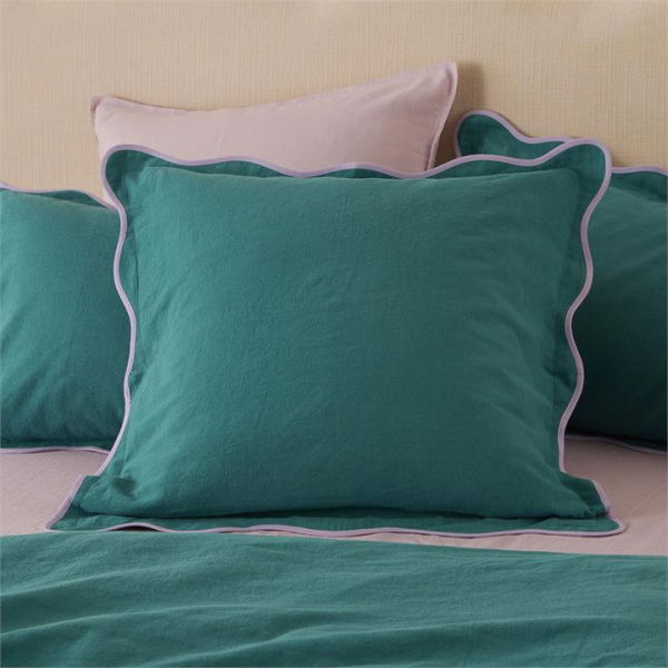 Adairs Scallop Teal Pillowcases - Blue (Blue European Pillowcase Each)