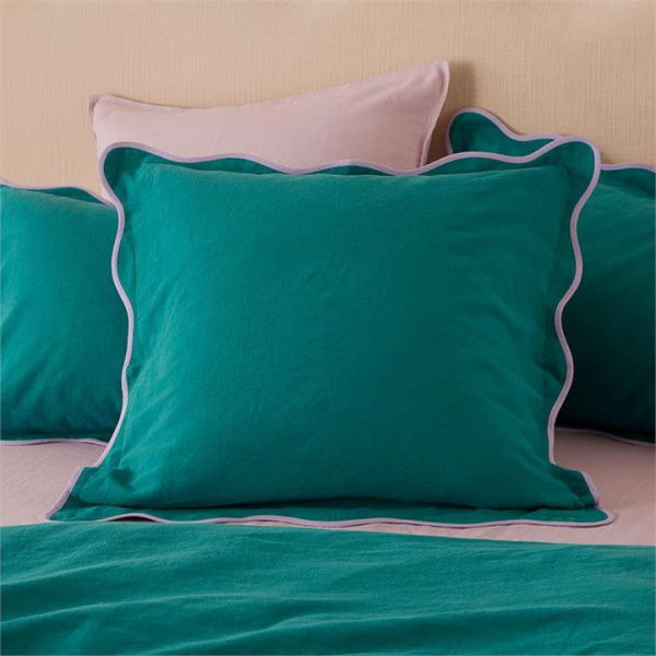 Adairs Scallop Teal Pillowcases - Blue (Blue King Pillowcase Each)