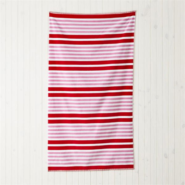 Adairs Pink Beach Towel Sea Stripe Red Sand Free Beach Towel Pink