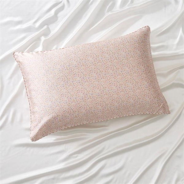 Adairs Serena Floral Pure Silk Printed Pillowcase - Pink (Pink Standard Pillowcase Each)