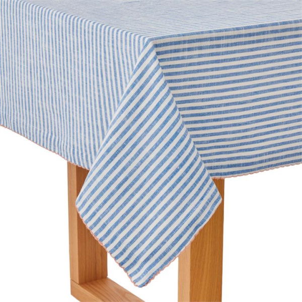 Adairs Blue Tablecloth Seville Blue Stripe Tablecloth