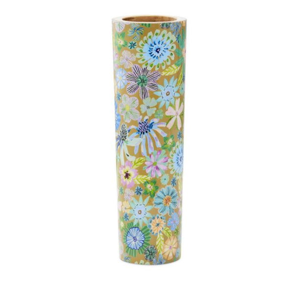 Adairs Natural Sia Floral Gold Timber Vase