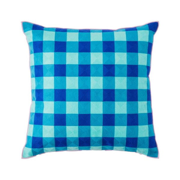 Adairs Blue Cushion Sia Green Check Cushion Blue