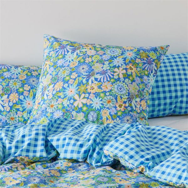 Adairs Blue European Pillowcase Each Sia Marine Blue Floral Pillowcase