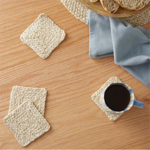 Adairs Natural 4 Pack Sicily Square Coasters Pack