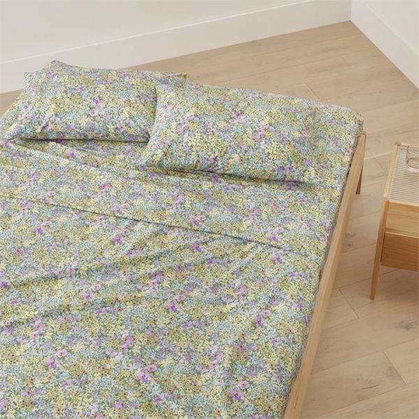 Adairs Green King Extra Depth Sienna Floral Lilac Printed Sheet Set