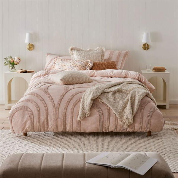 Adairs Skye Tufted Shell Quilt Cover - Pink (Pink Single)