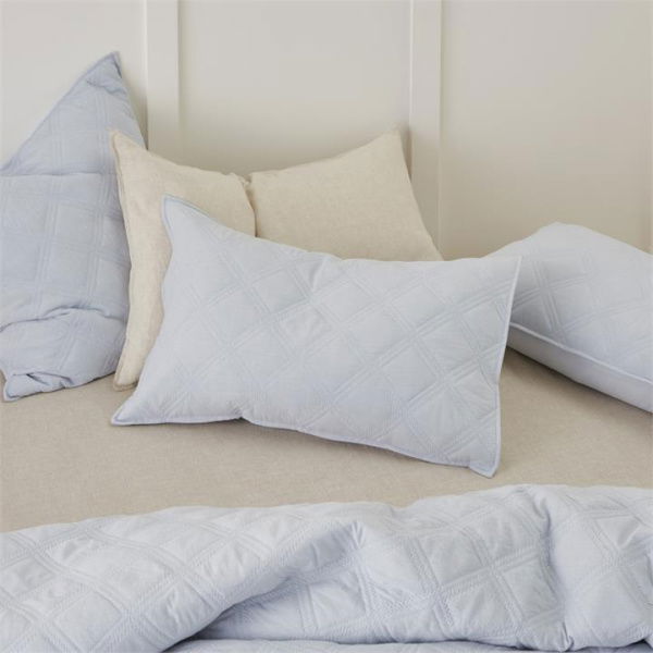 Adairs Blue European Pillowcase Each Smith Quilted Chambray Pillowcases