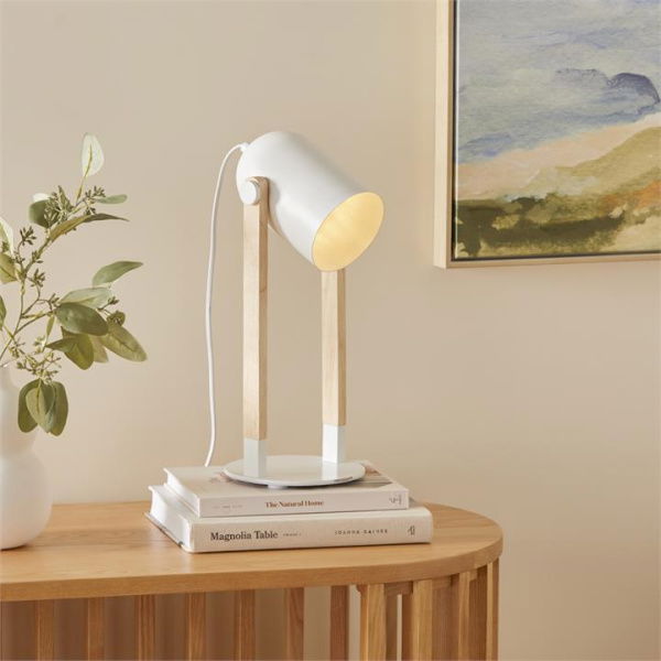 Adairs Soho White & Natural Desk Light (White Table Light)