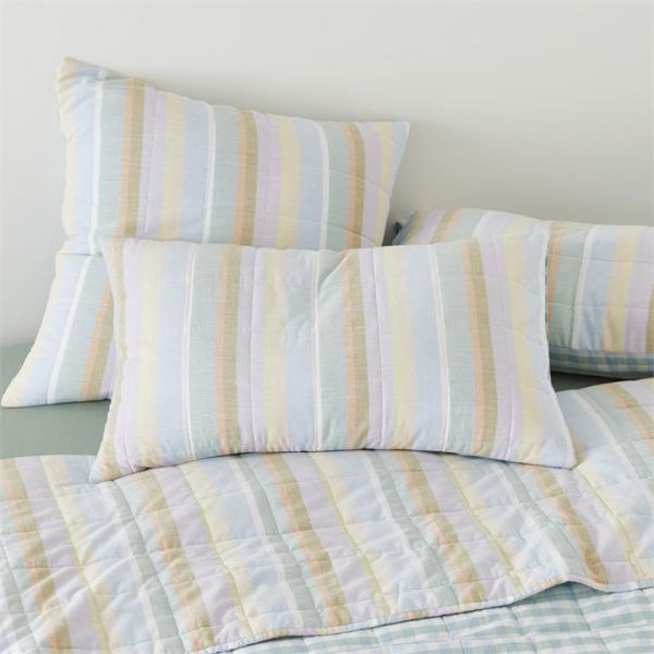 Adairs Sorbet Stripe Quilted Pillowcase - Blue (Blue European Pillowcase Each)