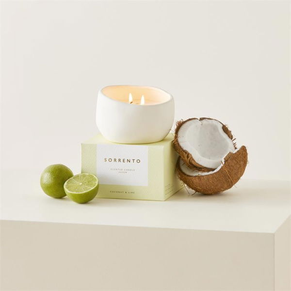 Adairs White Sorrento Coconut & Lime Candle 400g