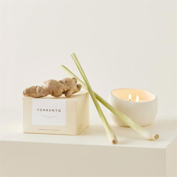 Adairs Natural 400g Sorrento Home Fragrance Lemongrass & Ginger Candle