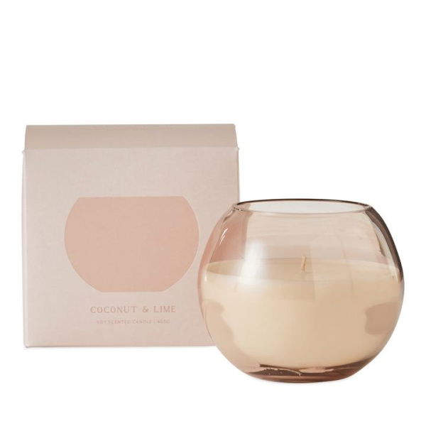 Adairs Pink Sphere Home Coconut & Lime Candle 400g